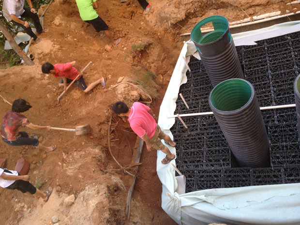 渗透渠对雨水回收综合利用系统起着重要的作用